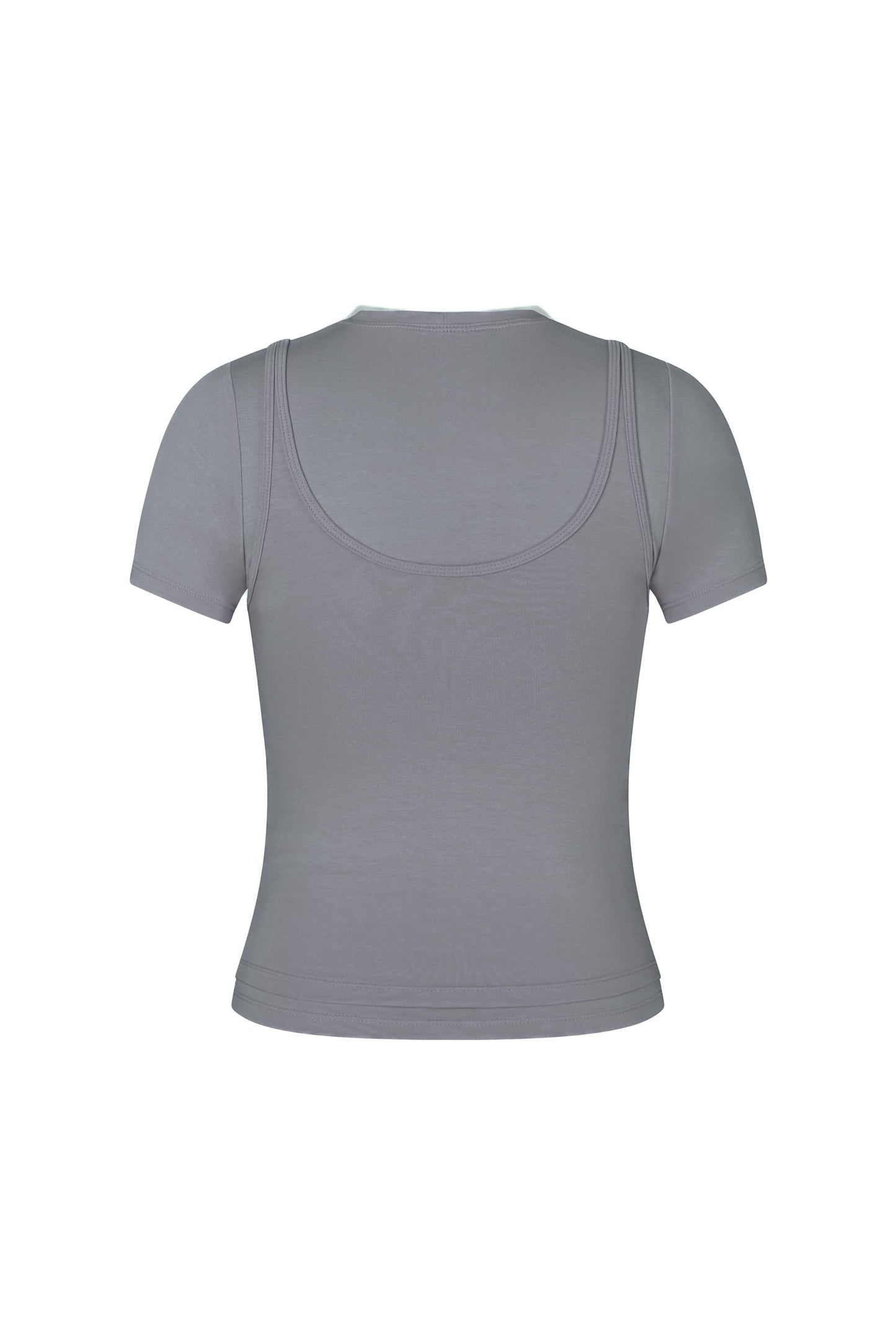 Short Sleeve Layered Top in Smoke