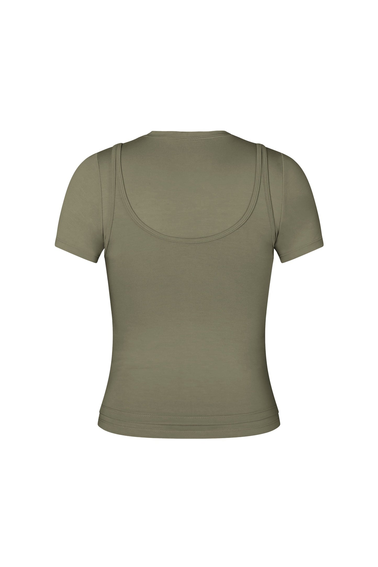 Short Sleeve Layered Top in Moss