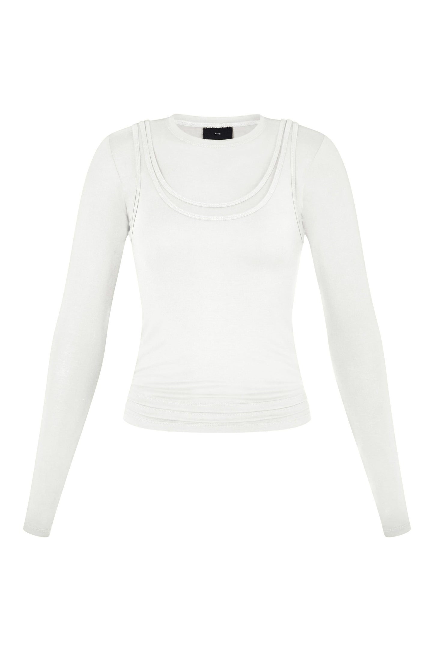 Long Sleeve Layered Top in White