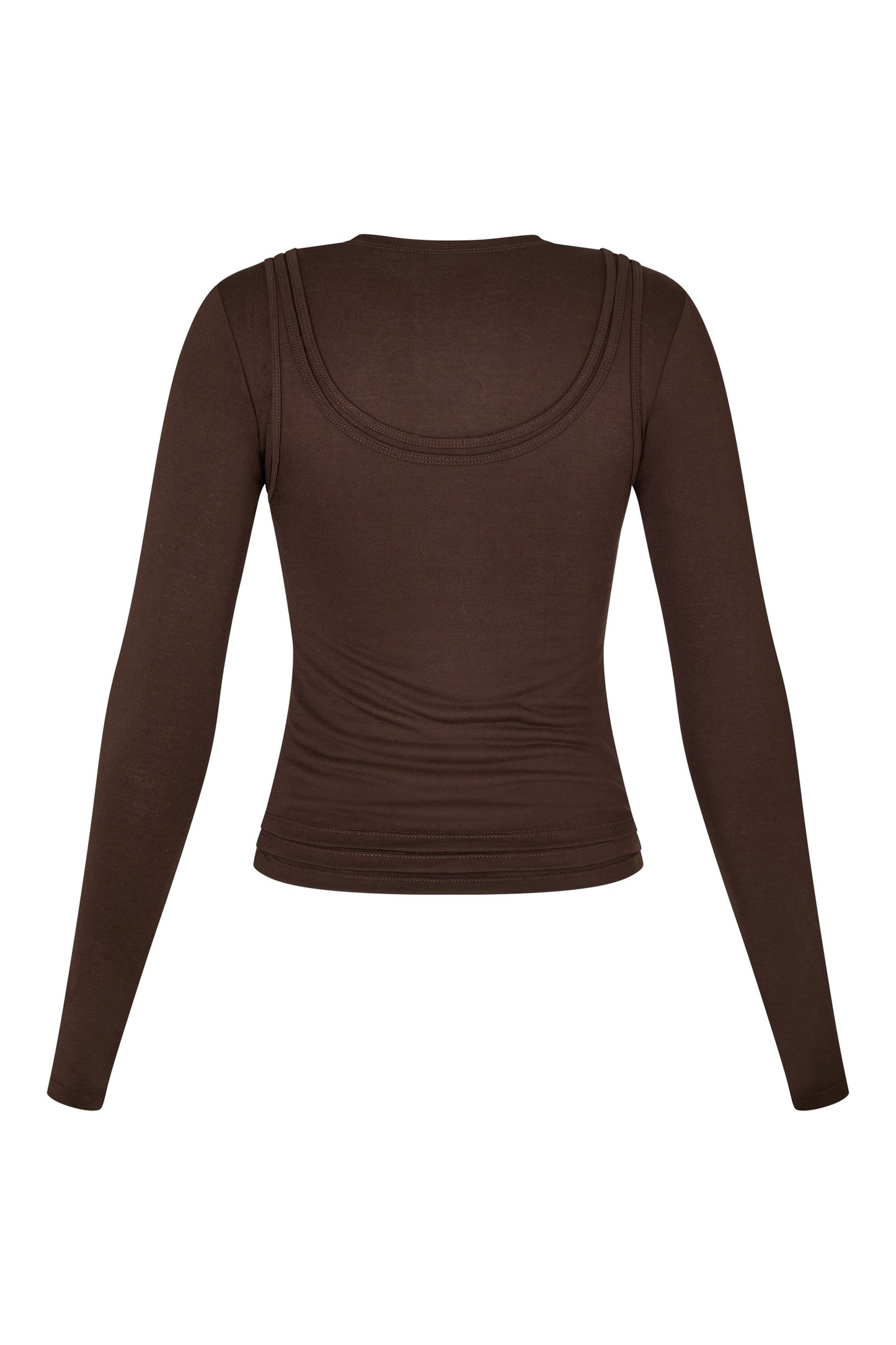 Long Sleeve Layered Top in Brown