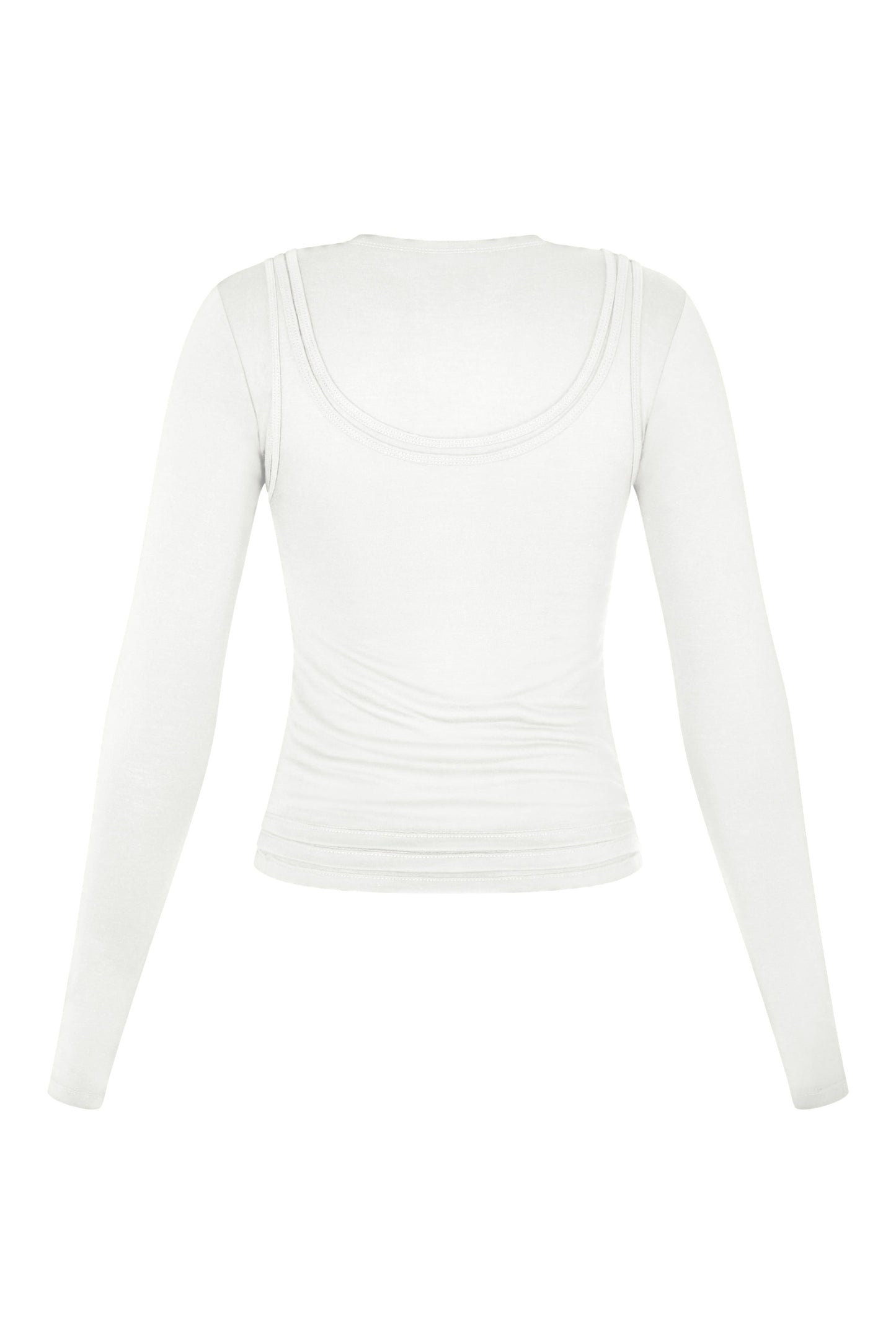Long Sleeve Layered Top in White