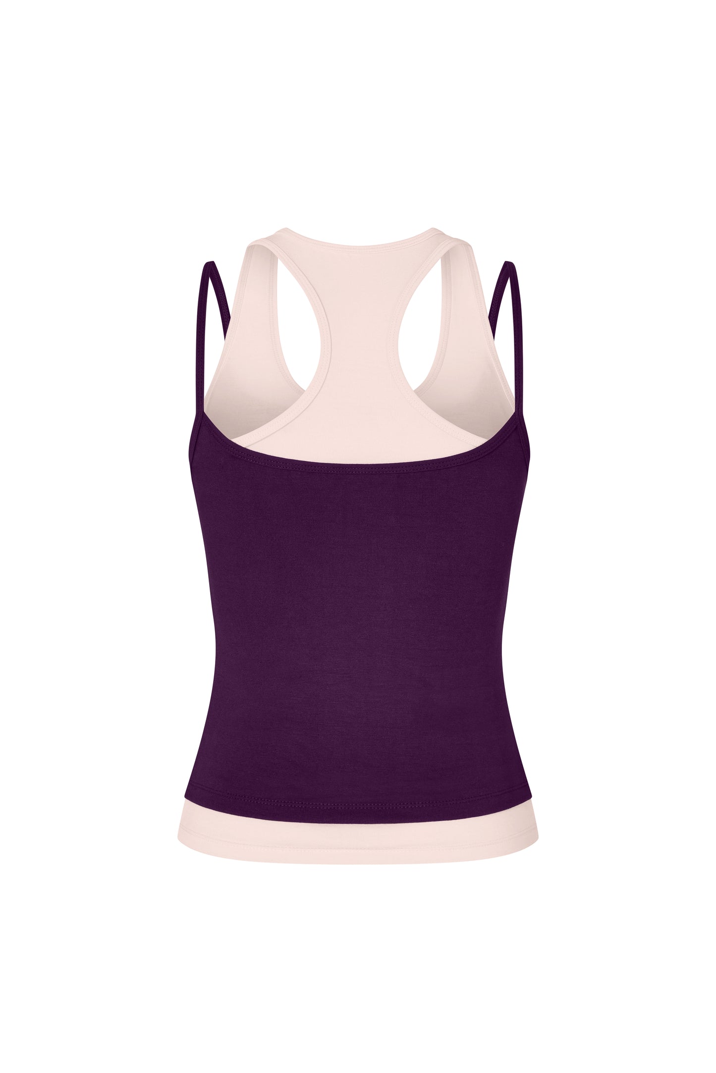 Layered Crew Neck Tank - Purple-Powder