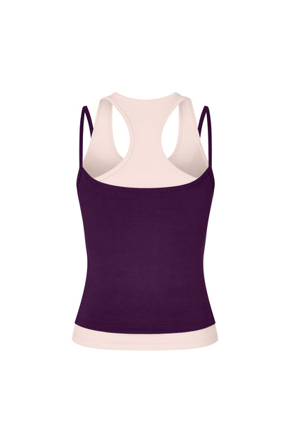 Layered Crew Neck Tank - Purple-Powder