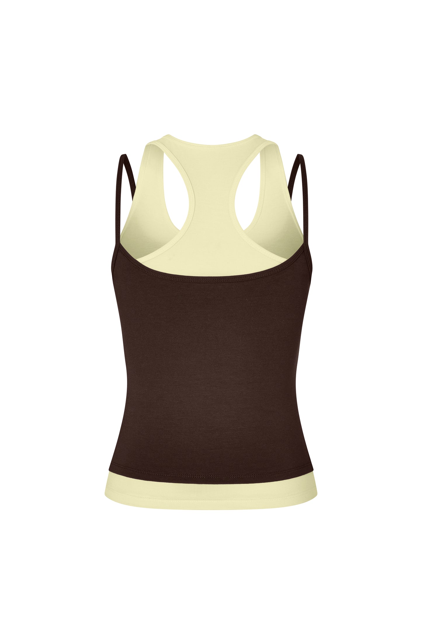 Layered Crew Neck Tank - Brown-Yellow
