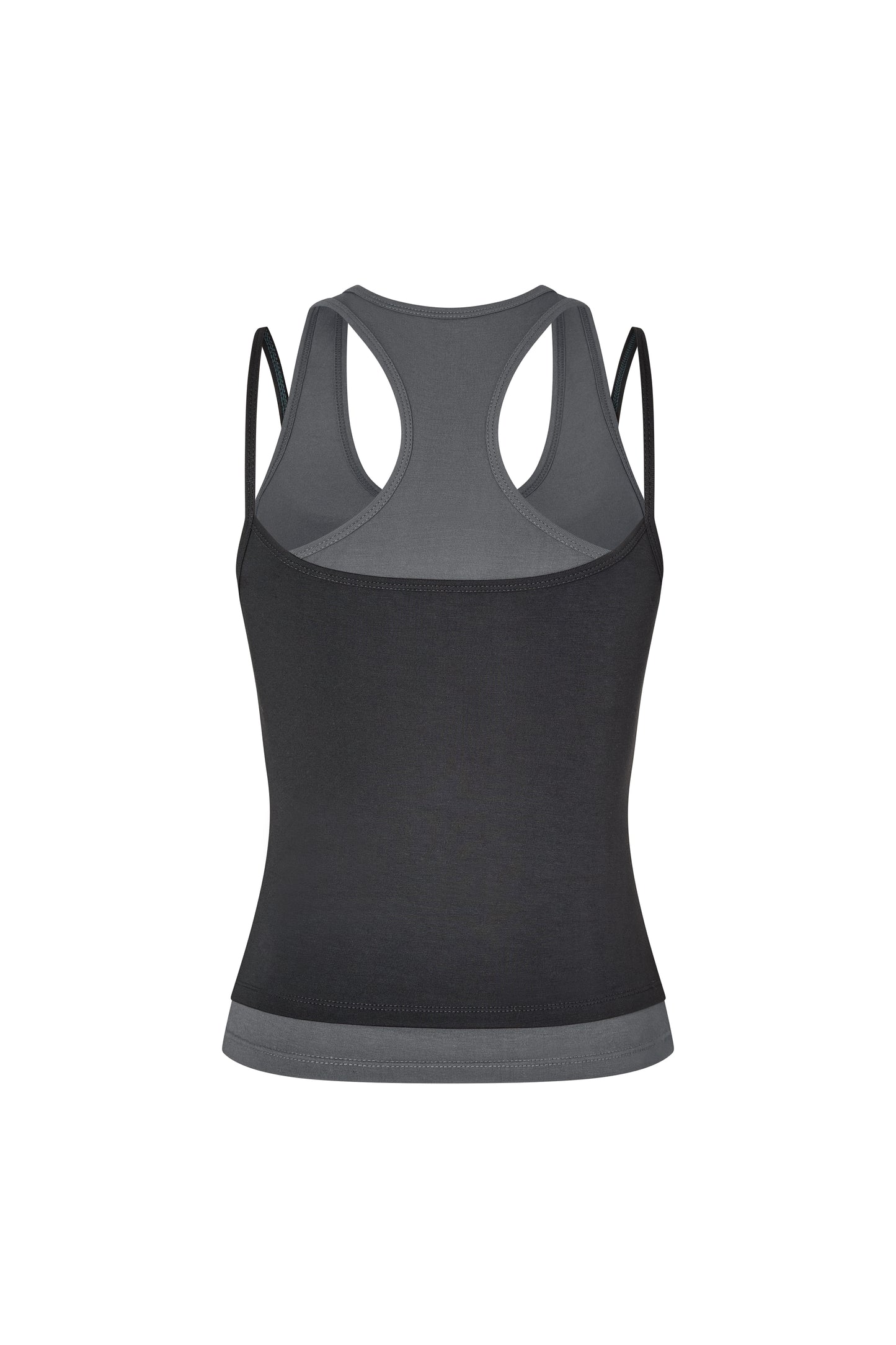 Layered Crew Neck Tank - Midnight-Charcoal