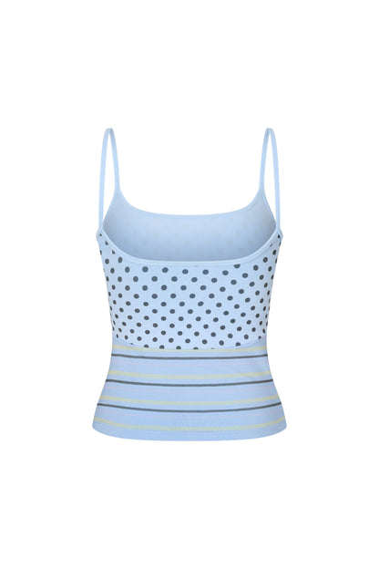 Printed Spaghetti Strap Tank - Sky