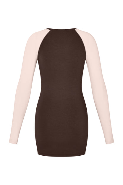 Raglan Mini Dress - Powder-Brown