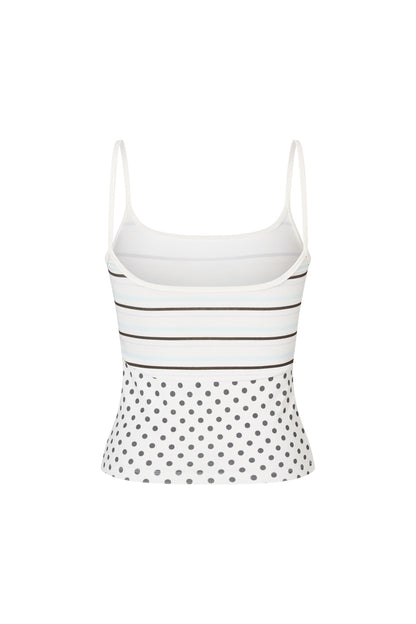 Printed Spaghetti Strap Tank - White