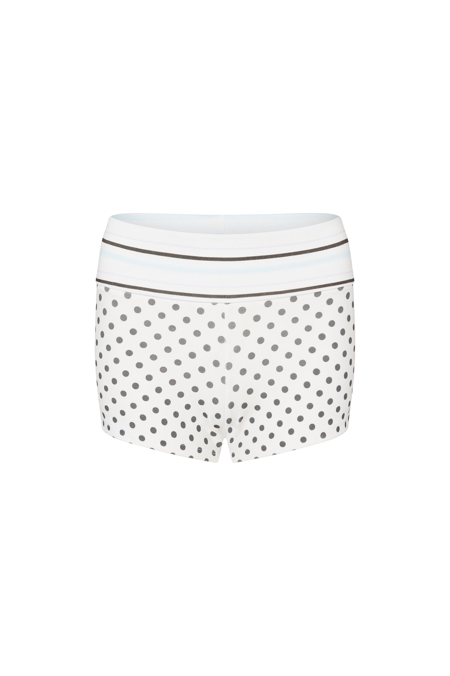 Printed Fold Over Shorts - White