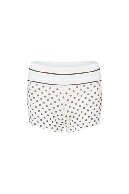 Printed Fold Over Shorts - White