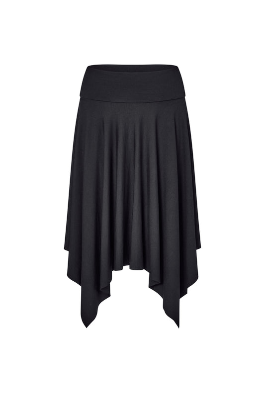 Asymmetric Fold Over Skirt - Black