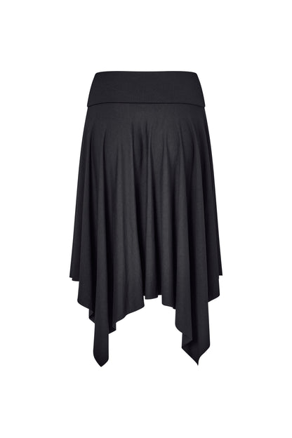 Asymmetric Fold Over Skirt - Black