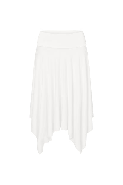 Asymmetric Fold Over Skirt - White