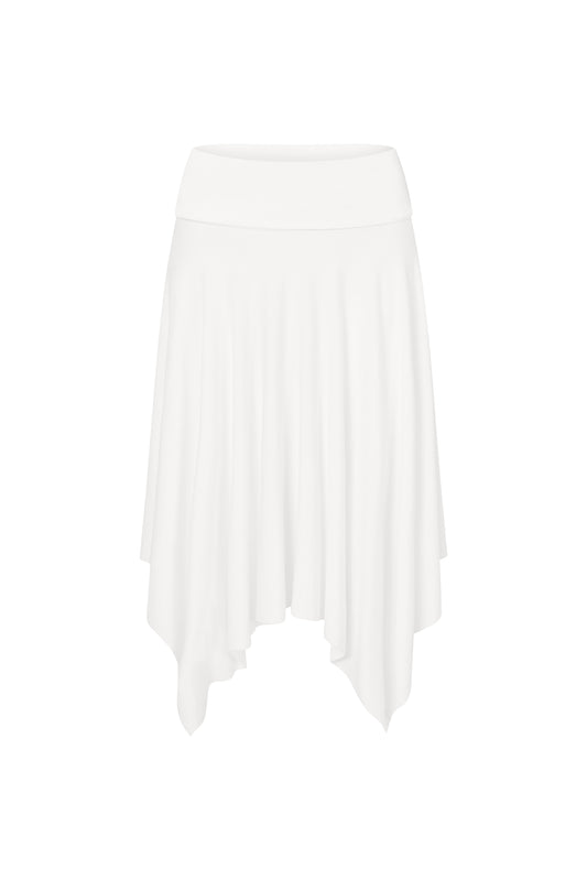 Asymmetric Fold Over Skirt - White