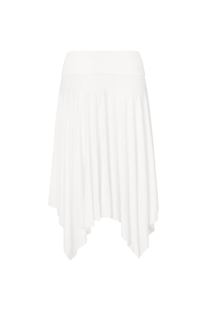 Asymmetric Fold Over Skirt - White