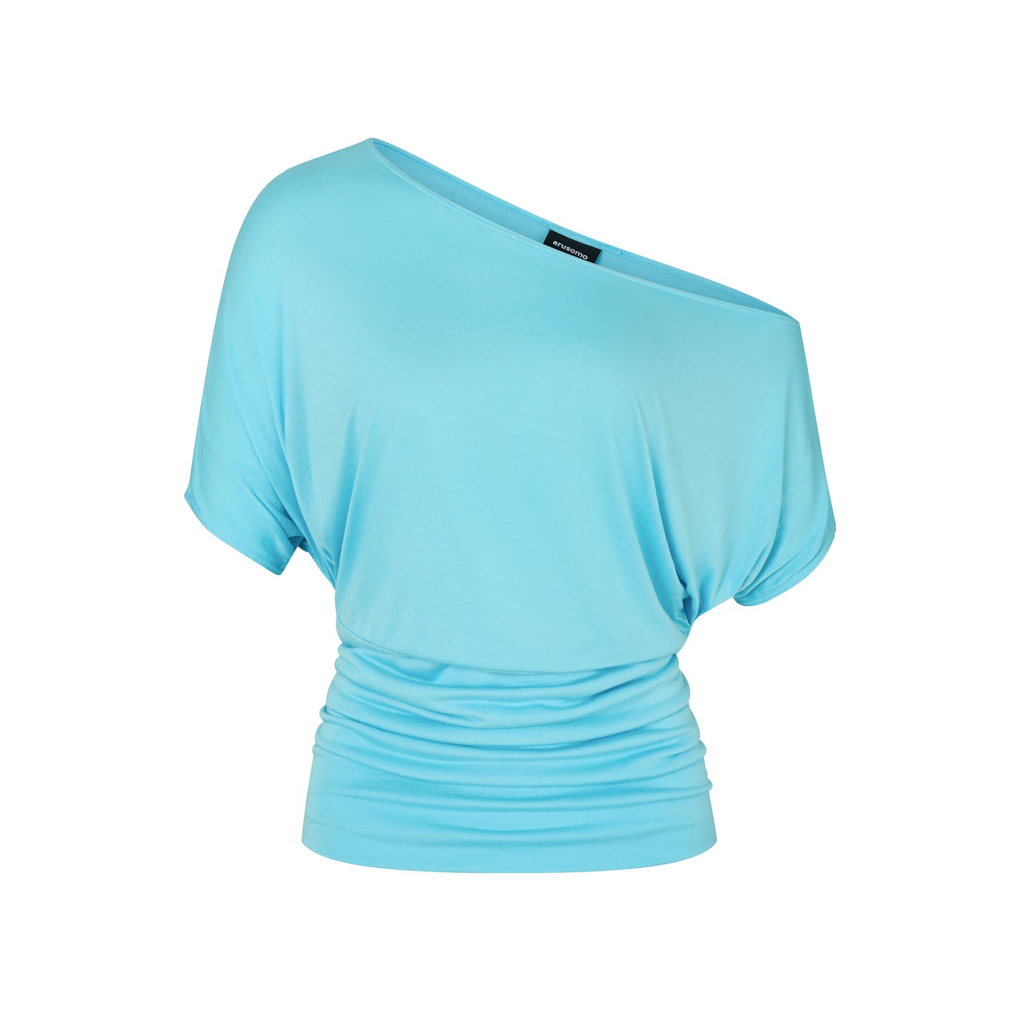 One Shoulder Draped Top in Aqua