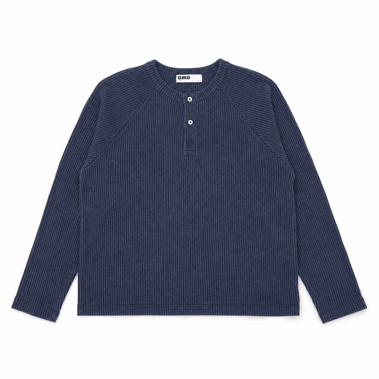 Henley Raglan Long Sleeve Top in Navy