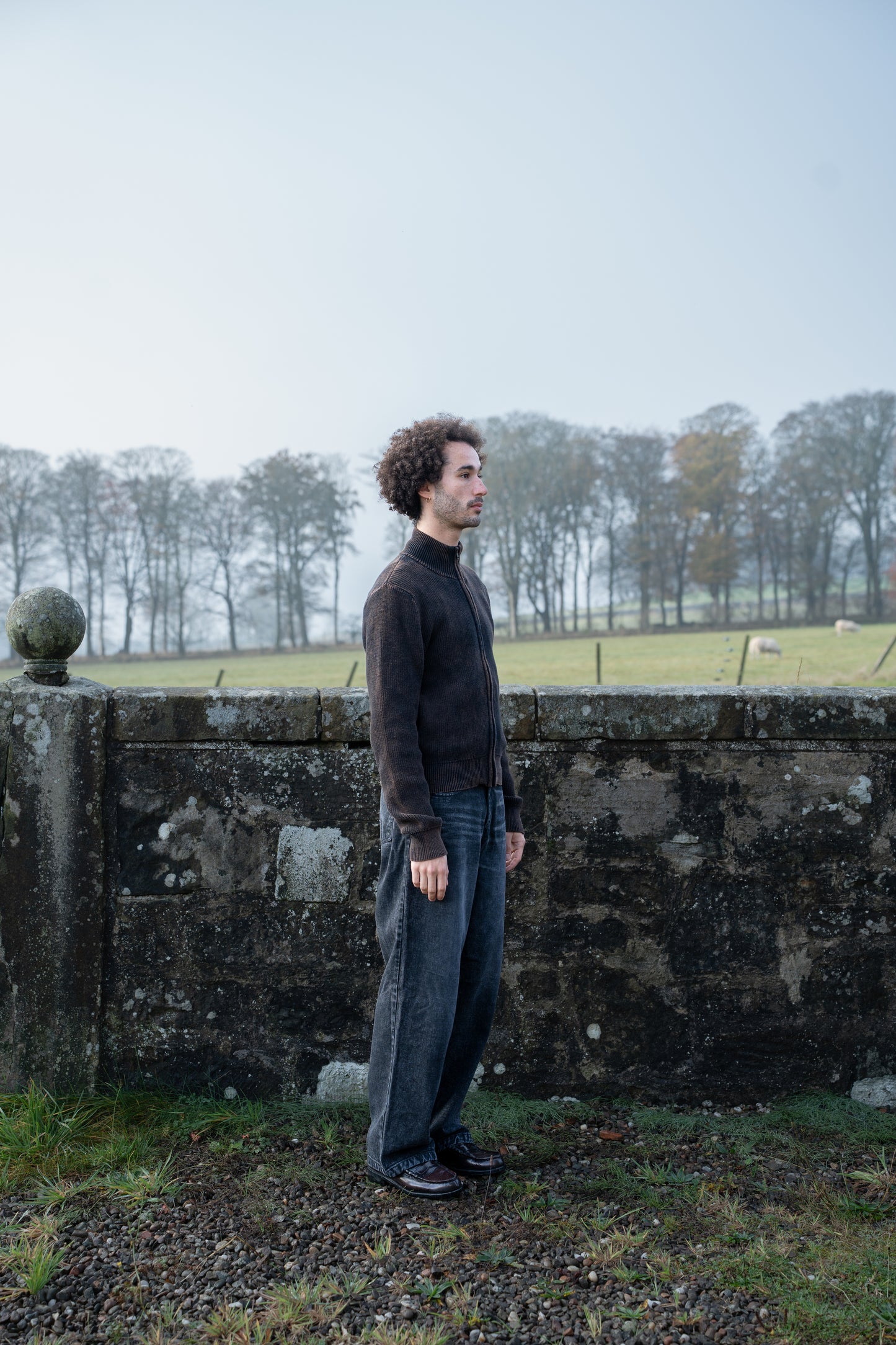 Washed Knit Zipped Jacket