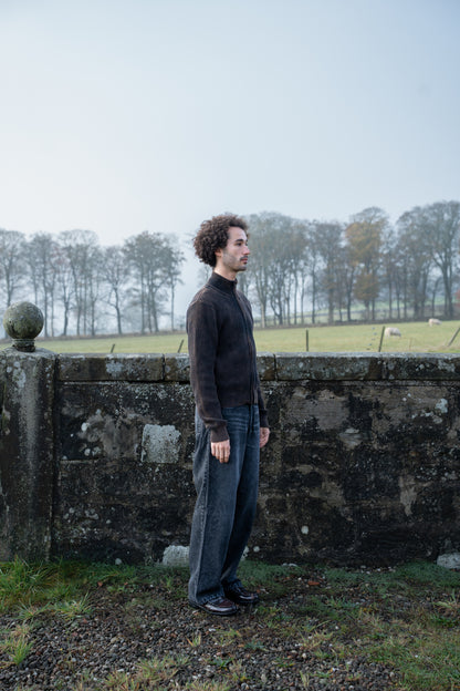 Washed Knit Zipped Jacket