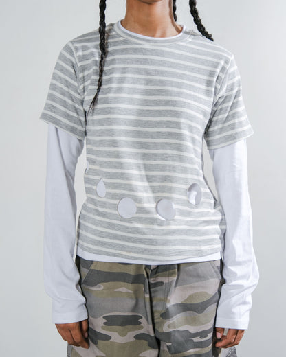 Pom Layer Stripes in Grey/White