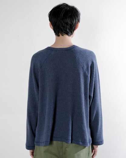 Henley Raglan Long Sleeve Top in Navy