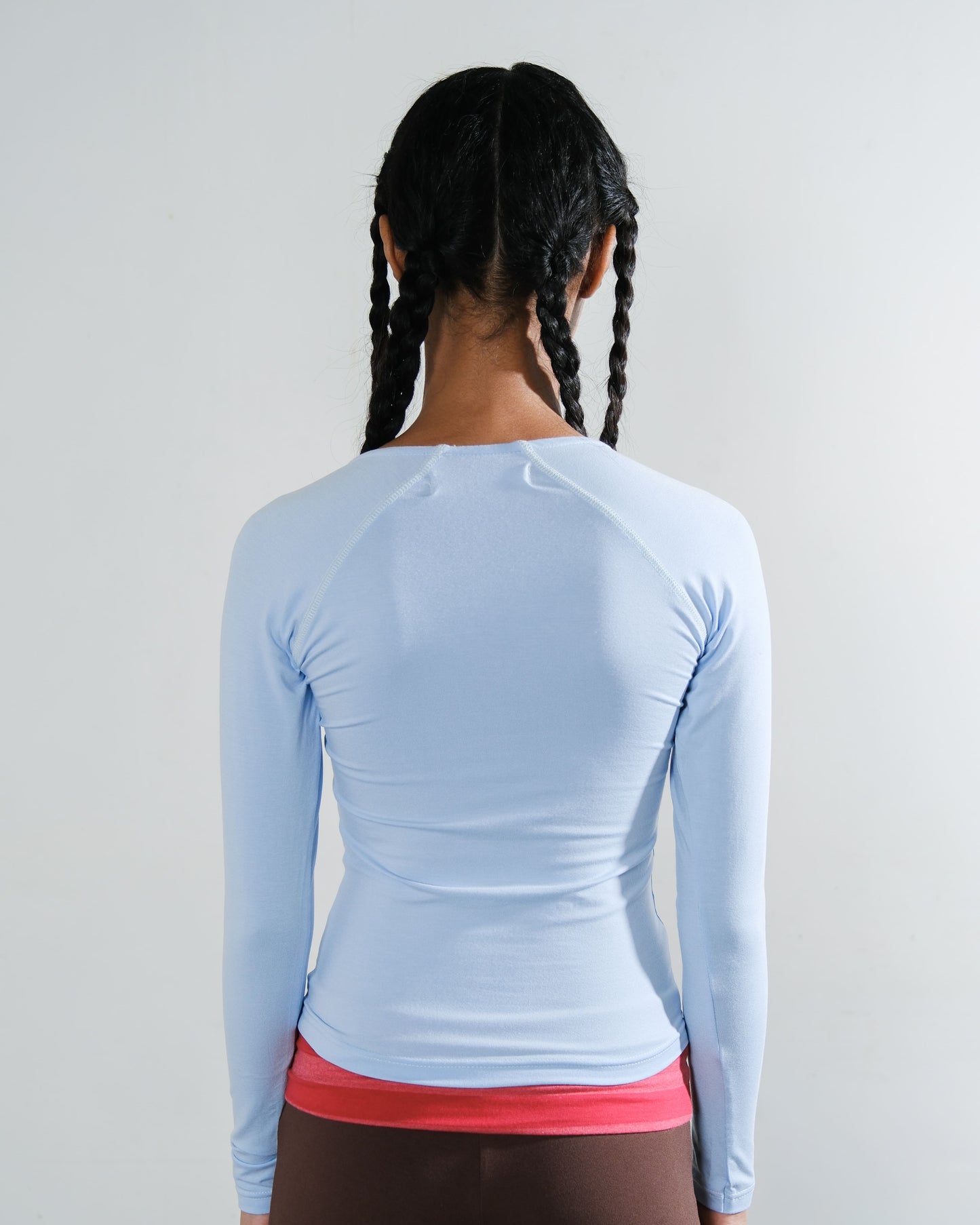 V-Neck Long Sleeve Top in Baby Blue