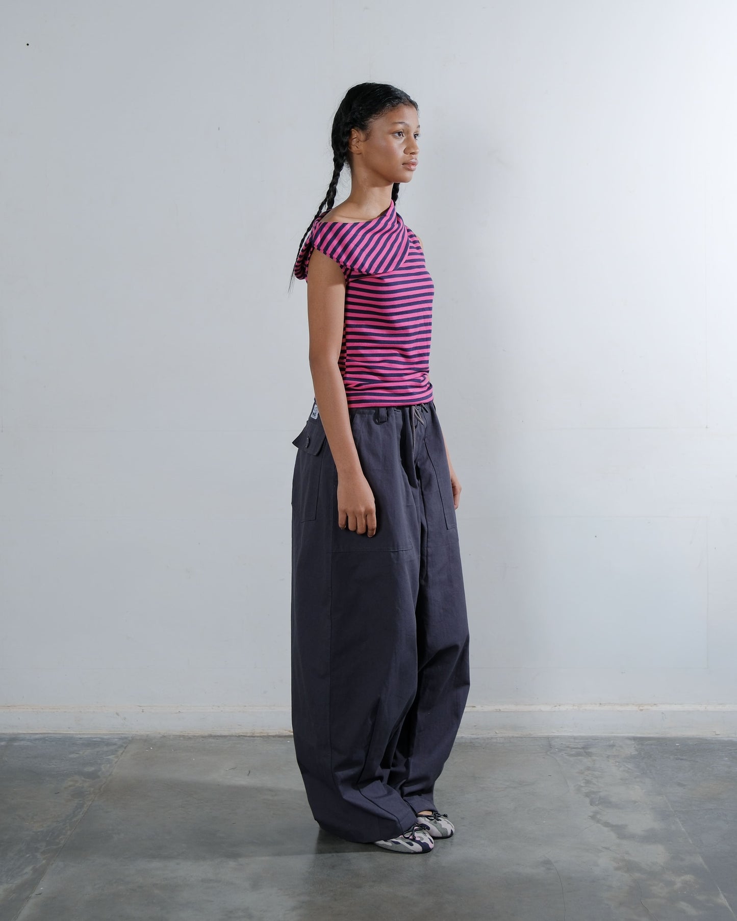 Stripes Boat Neck Top in Blossom