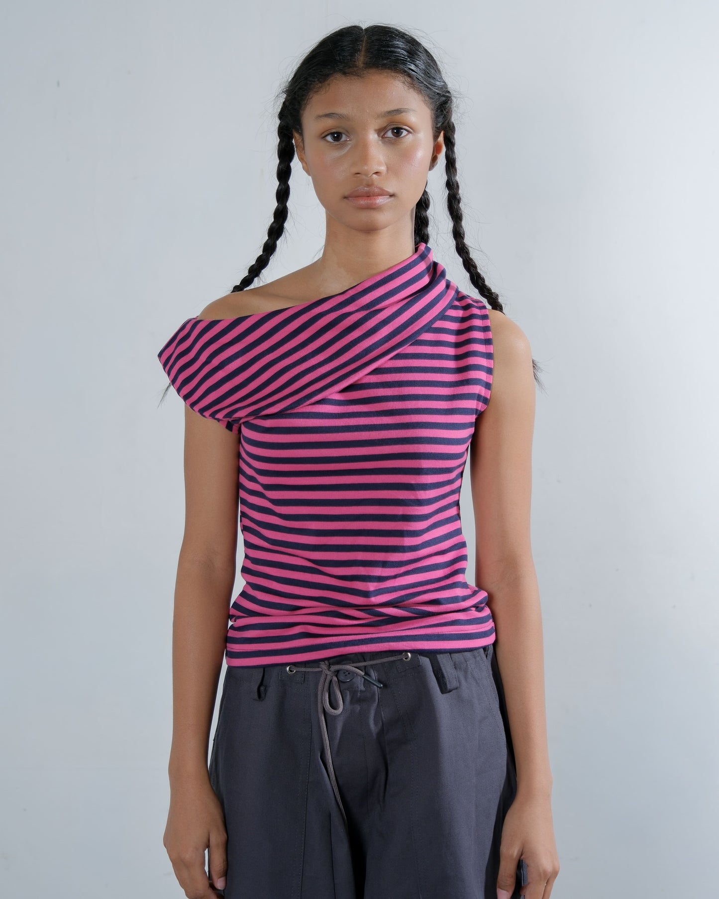 Stripes Boat Neck Top in Blossom