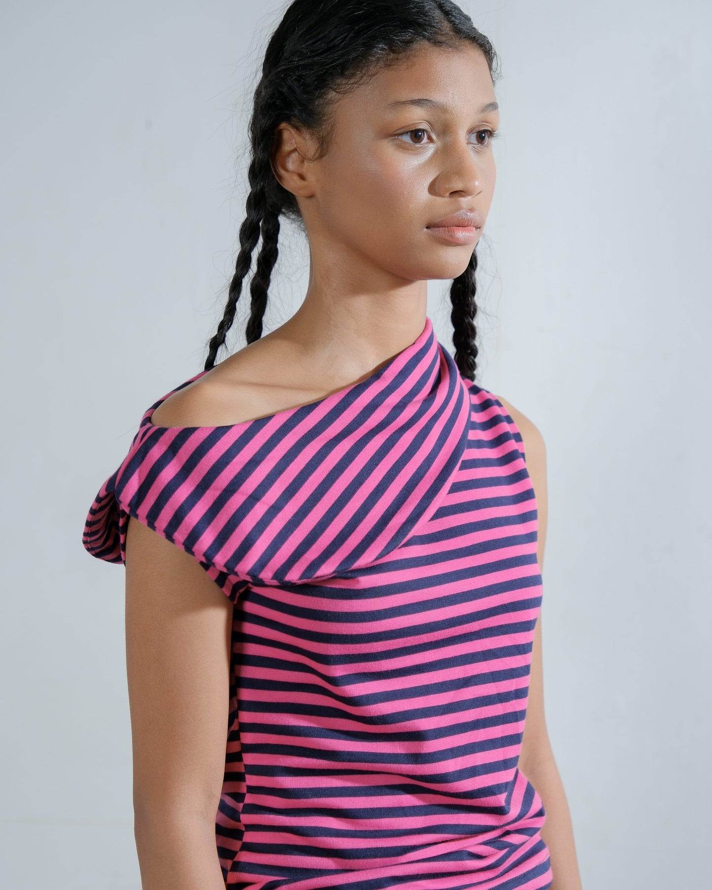 Stripes Boat Neck Top in Blossom