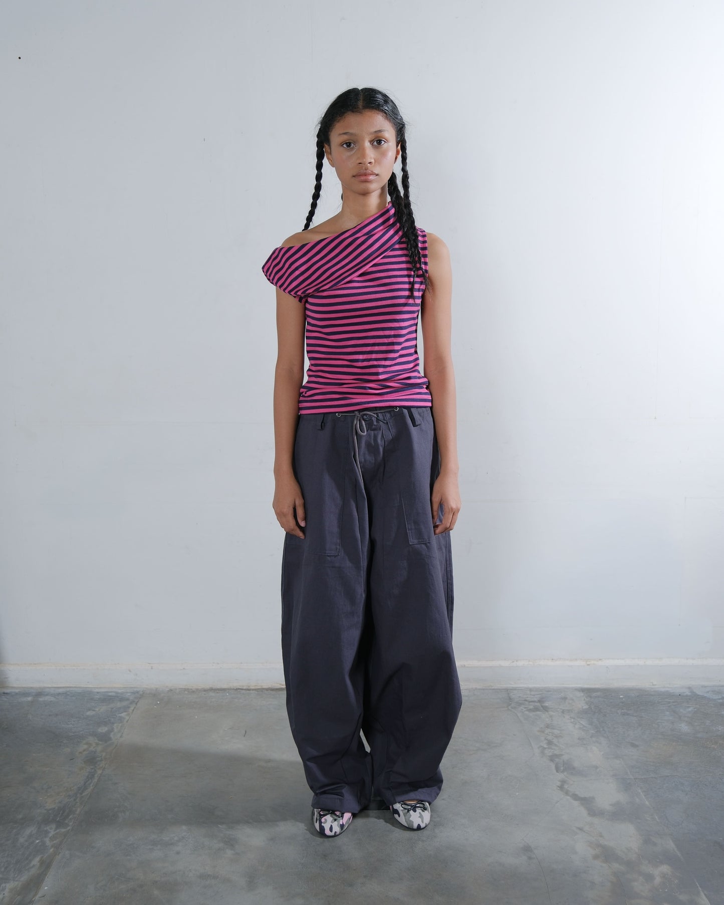 Stripes Boat Neck Top in Blossom