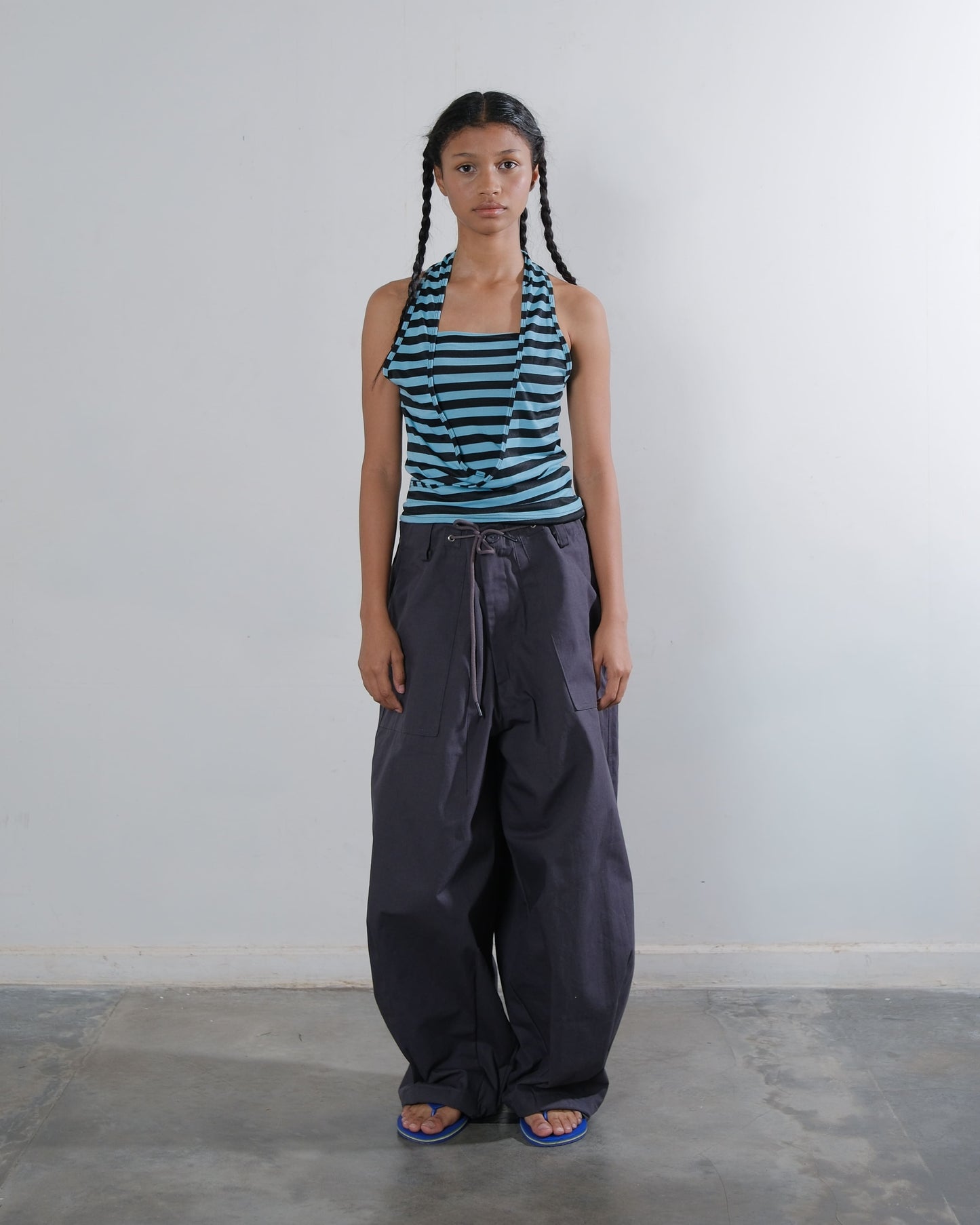 Bandeau Twist Top in Black/Mint