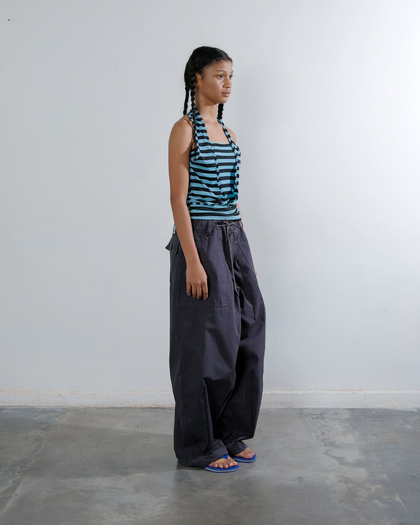 Bandeau Twist Top in Black/Mint
