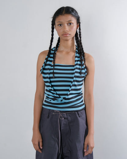 Bandeau Twist Top in Black/Mint