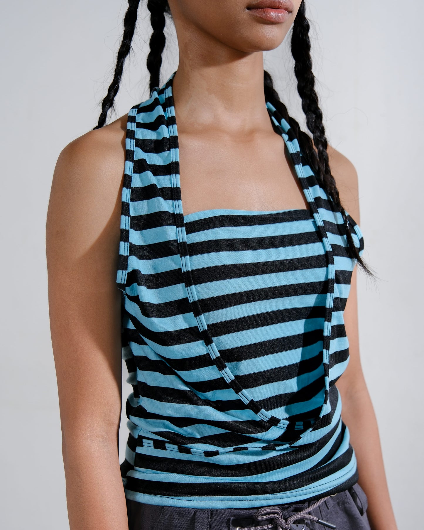 Bandeau Twist Top in Black/Mint