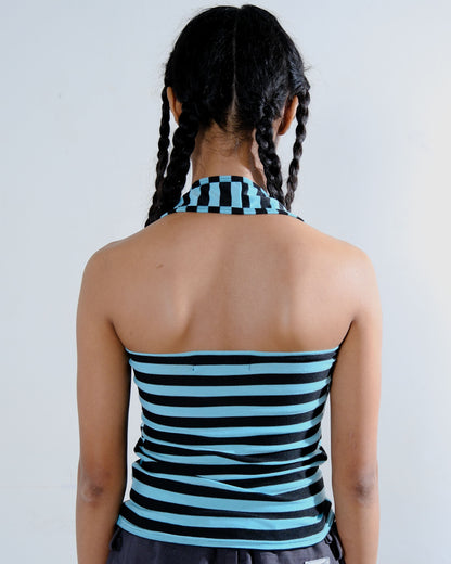 Bandeau Twist Top in Black/Mint