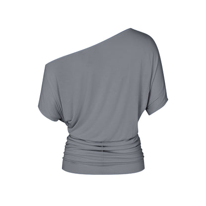 One Shoulder Draped Top in Smoke