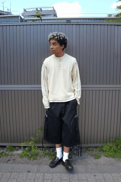 Washed Henley Shirt in Beige