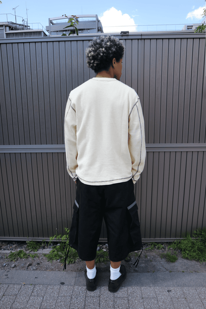 Washed Henley Shirt in Beige