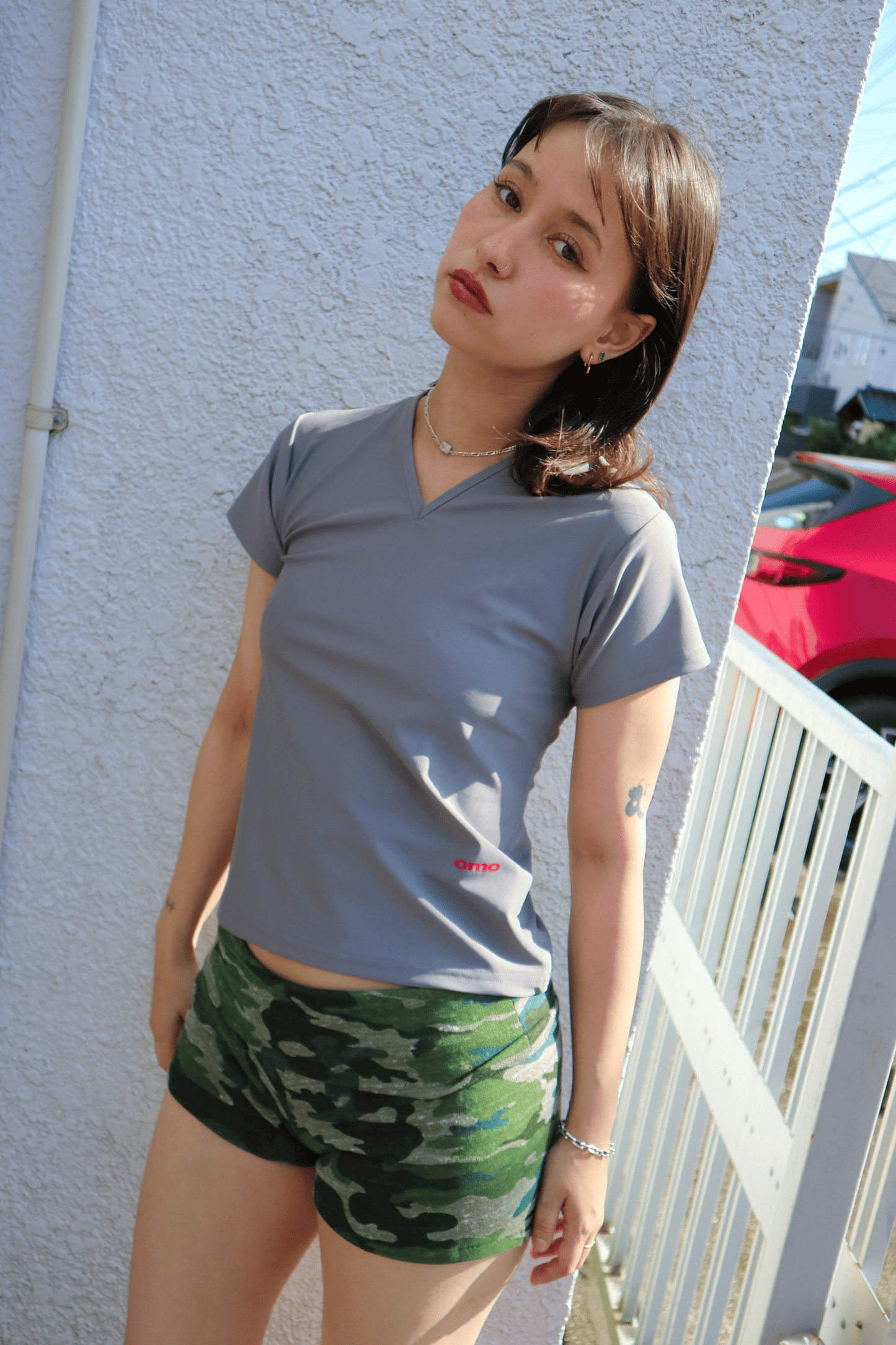 V-Neck Top in Dark Grey