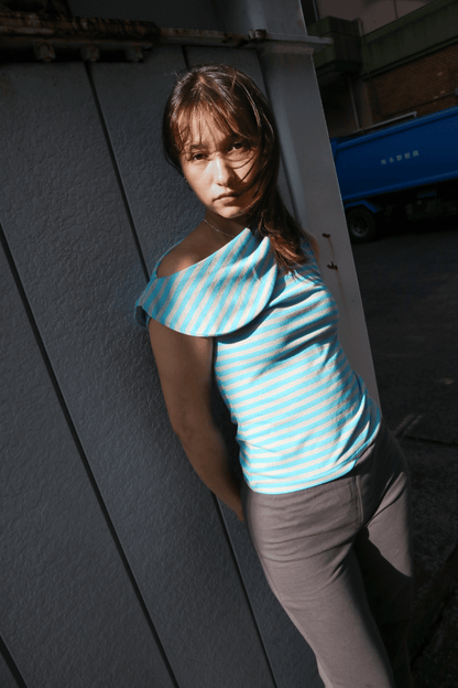 Stripes Boat Neck Top in Bubble