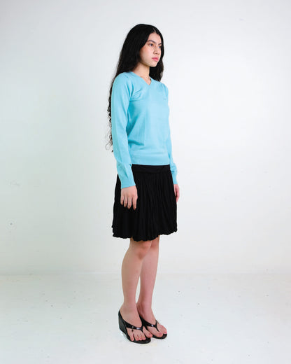 Knit V-Neck Sweater in Mint