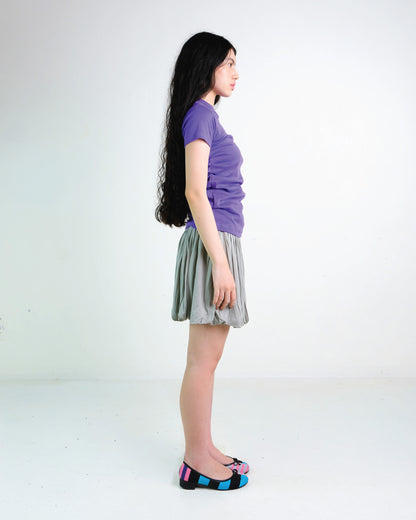 Pleated Tee in Purple