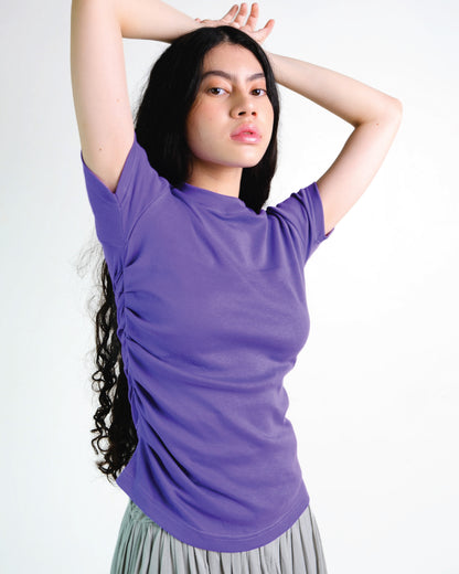Pleated Tee in Purple
