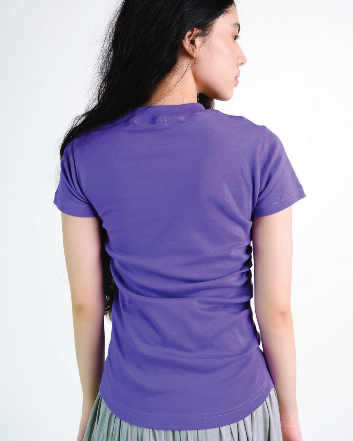 Pleated Tee in Purple