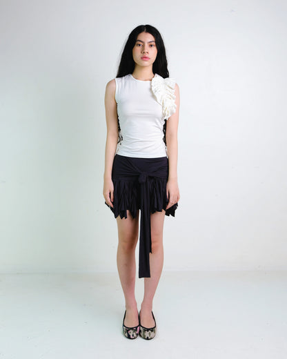 Ruffle Tank Top in White