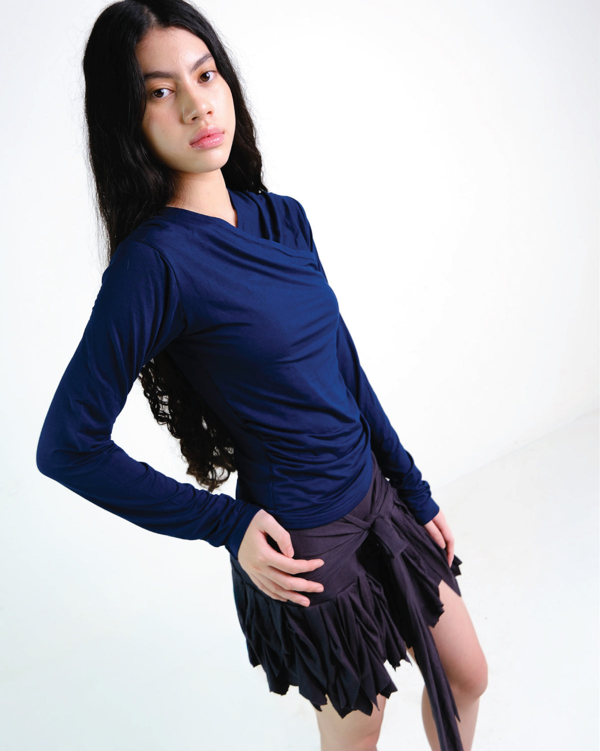 Dahlia Long Sleeve Top in Navy