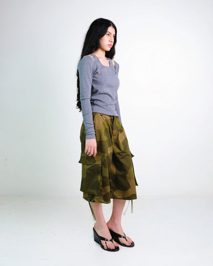 Layered Long Sleeve Rib Top in Grey