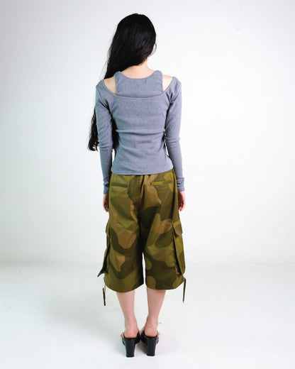 Layered Long Sleeve Rib Top in Grey