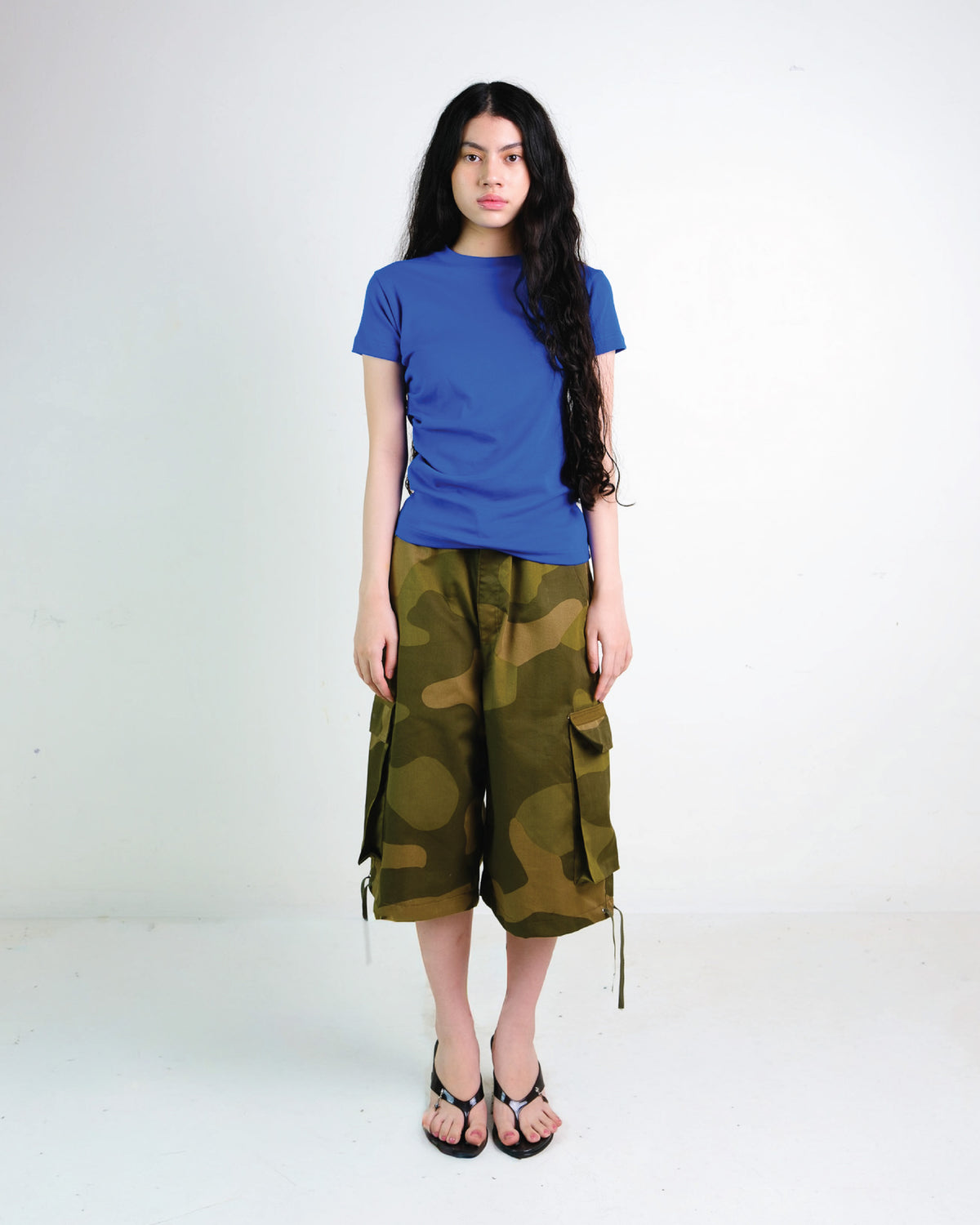 Pleated Tee in Blue