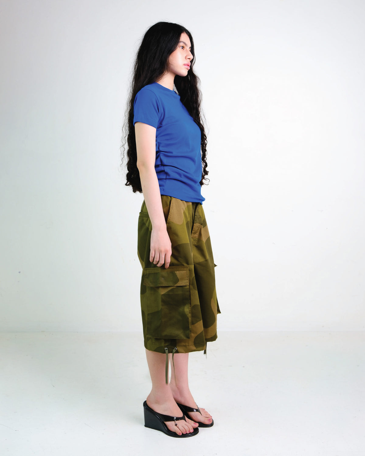 Pleated Tee in Blue